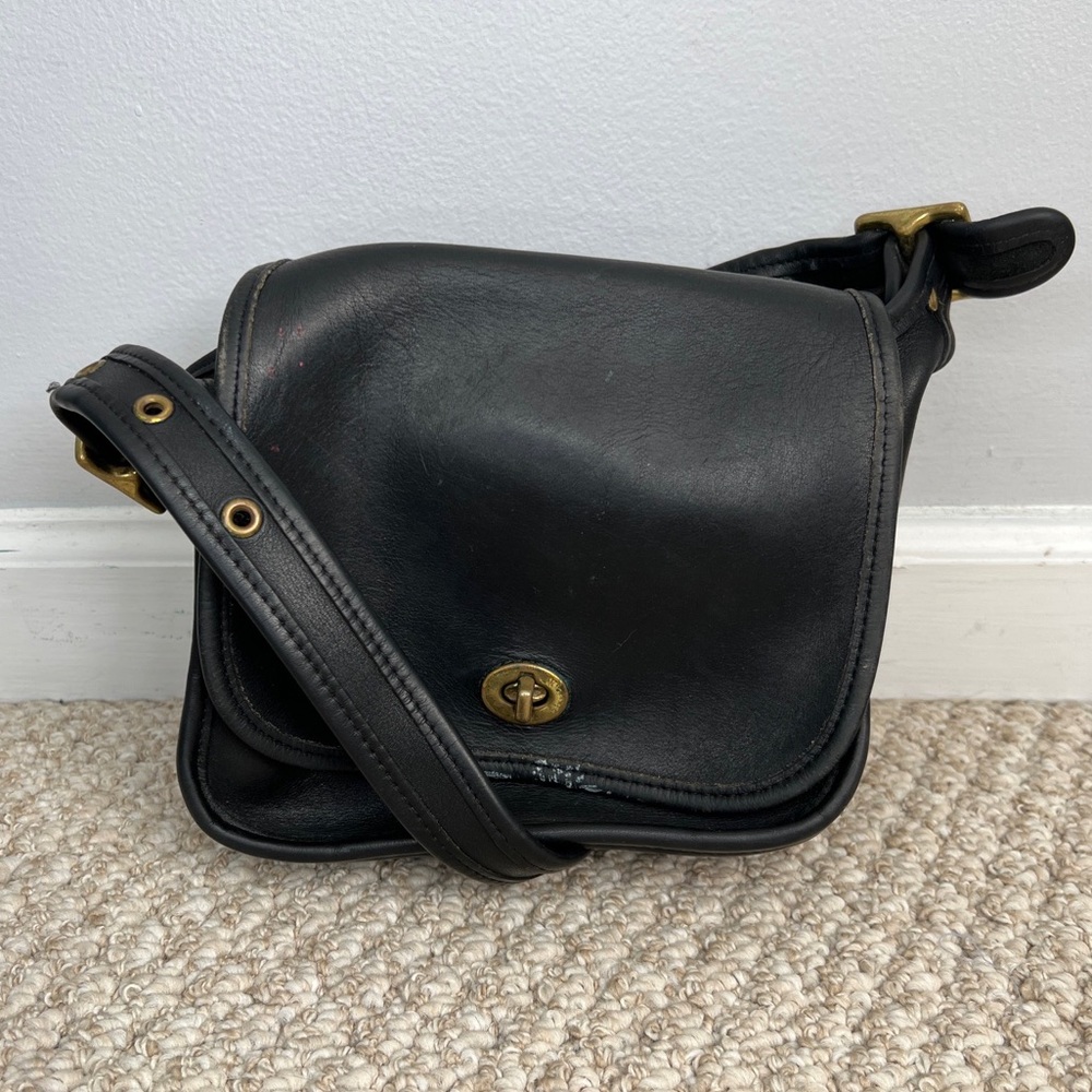 Vintage Coach Turnlock Flap Saddle Leather Crossbody